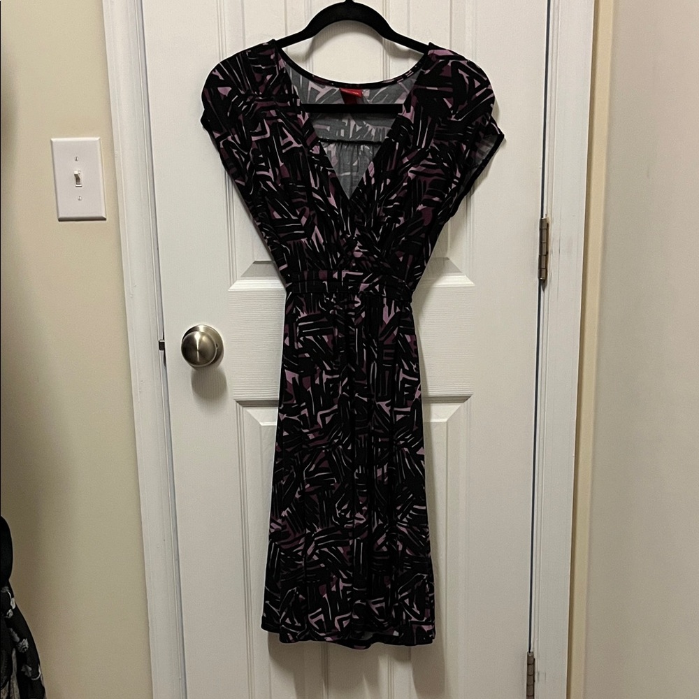 Merona Black and Pink Geometric Midi Dress